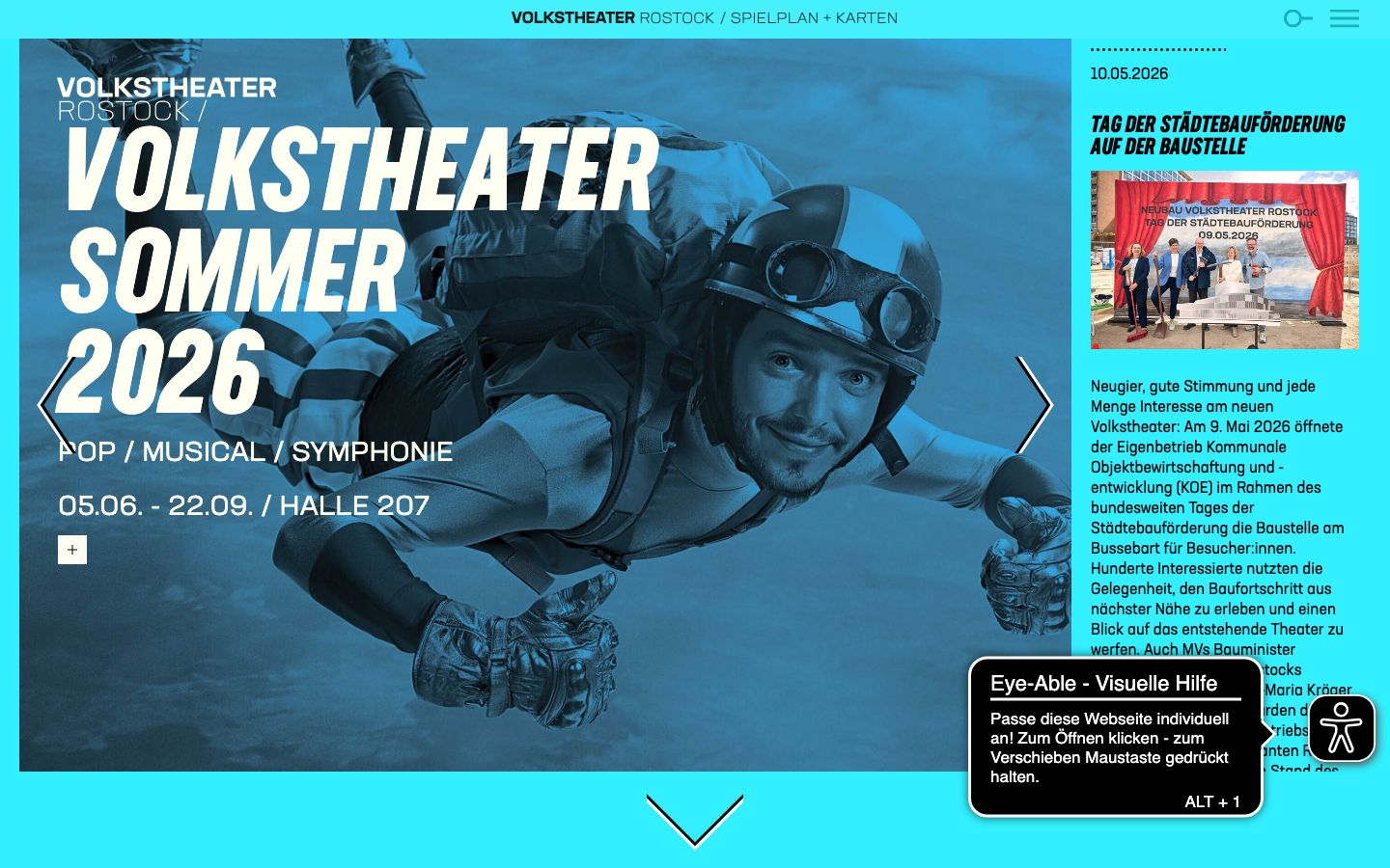 Homepage screenshot of Volkstheater Rostock