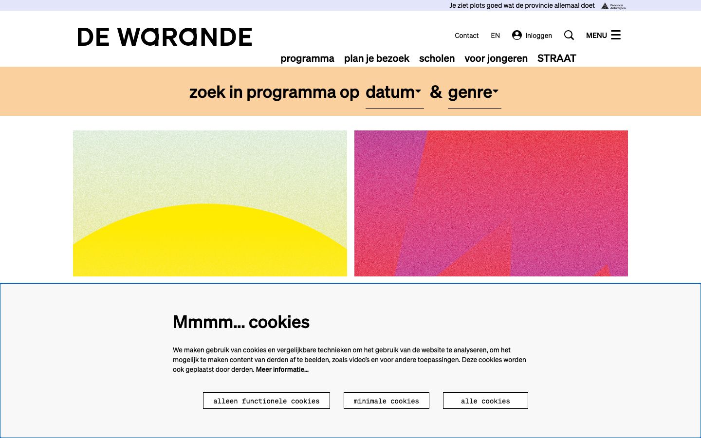 Homepage screenshot of de Warande