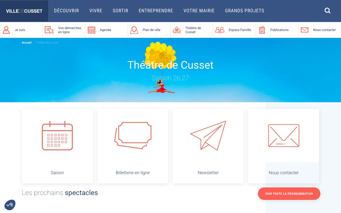 Homepage screenshot of Ville de Cusset