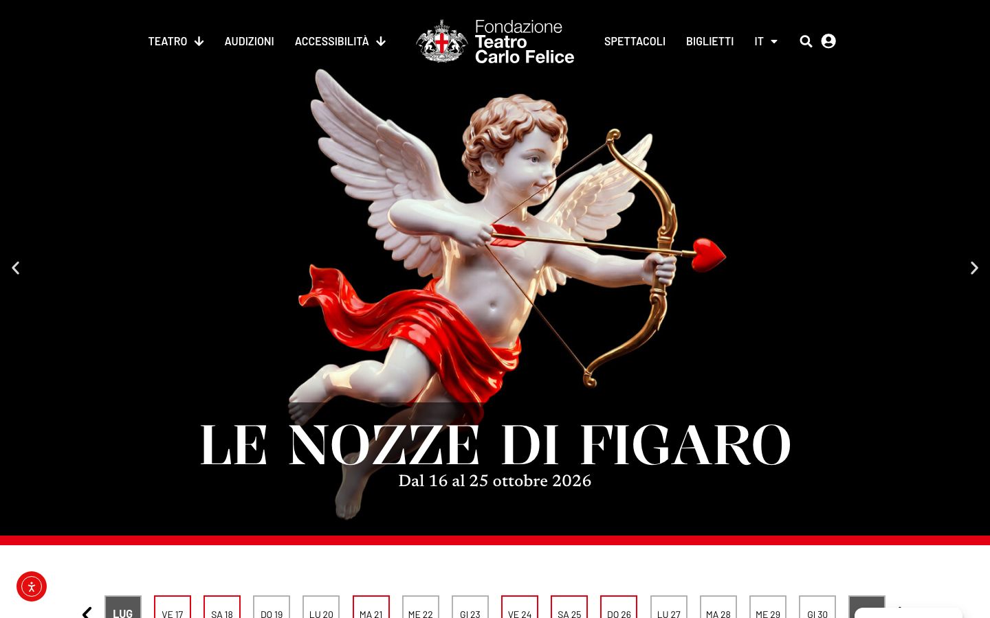 Homepage screenshot of Teatro Carlo Felice