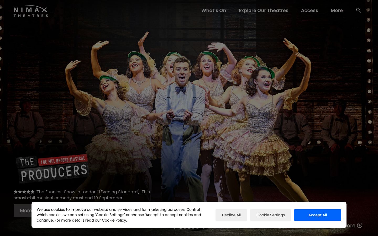 Event detail page screenshot of Nimax Theatres