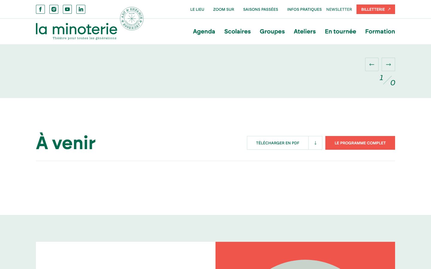 Homepage screenshot of La Minoterie