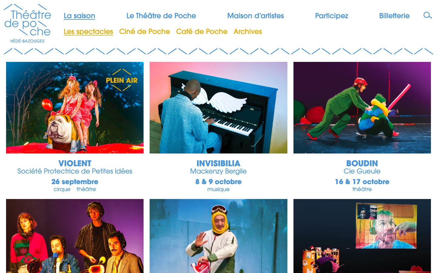 Homepage screenshot of Théâtre de Poche