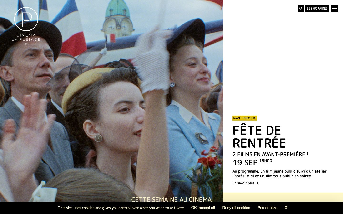 Homepage screenshot of Cinéma La Pléiade