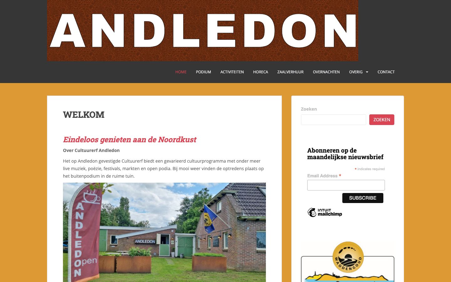 Homepage screenshot of Cultuurerf Andledon