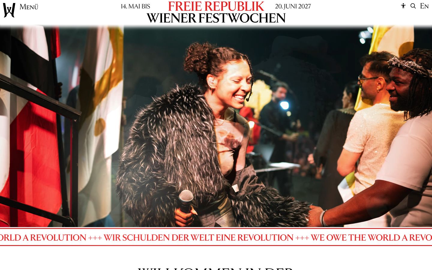 Homepage screenshot of Wiener Festwochen