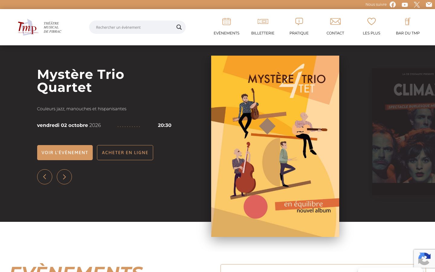 Homepage screenshot of Théâtre Musical de Pibrac
