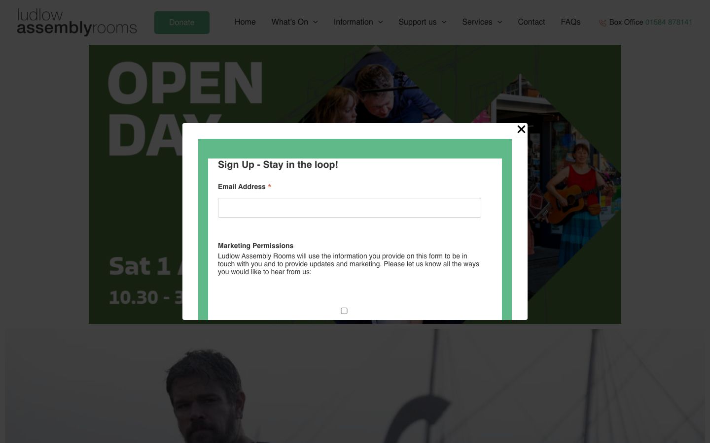Homepage screenshot of Ludlow Assembly Rooms