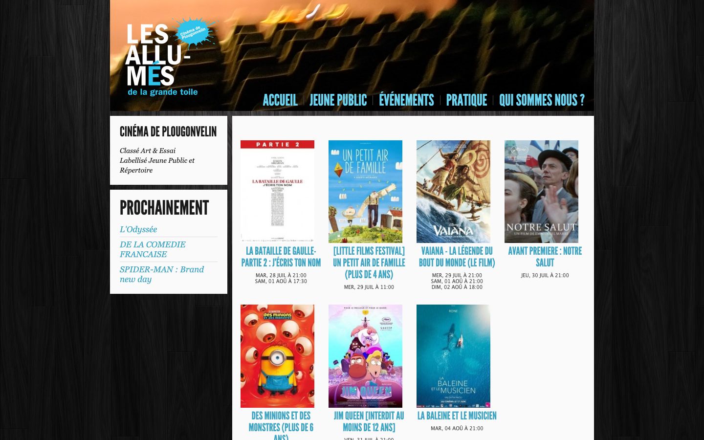 Homepage screenshot of Cinéma Plougonvelin