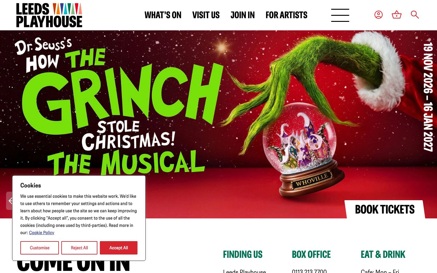 Homepage screenshot of Leeds Playhouse