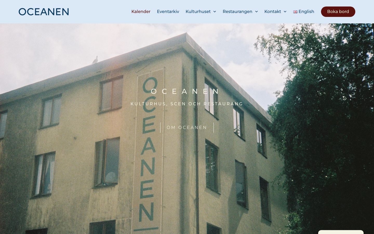 Homepage screenshot of Oceanen