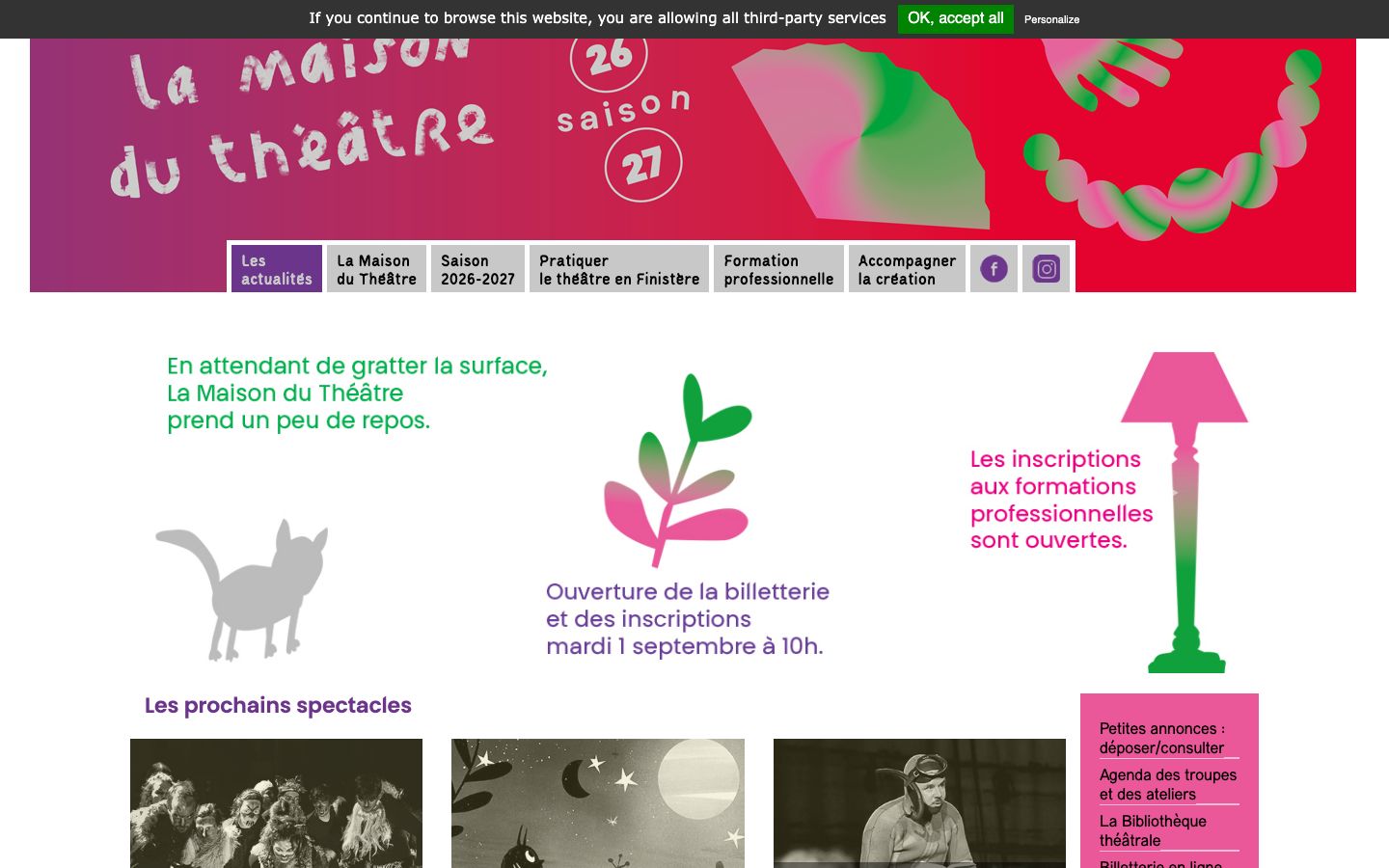Homepage screenshot of La Maison du Théâtre