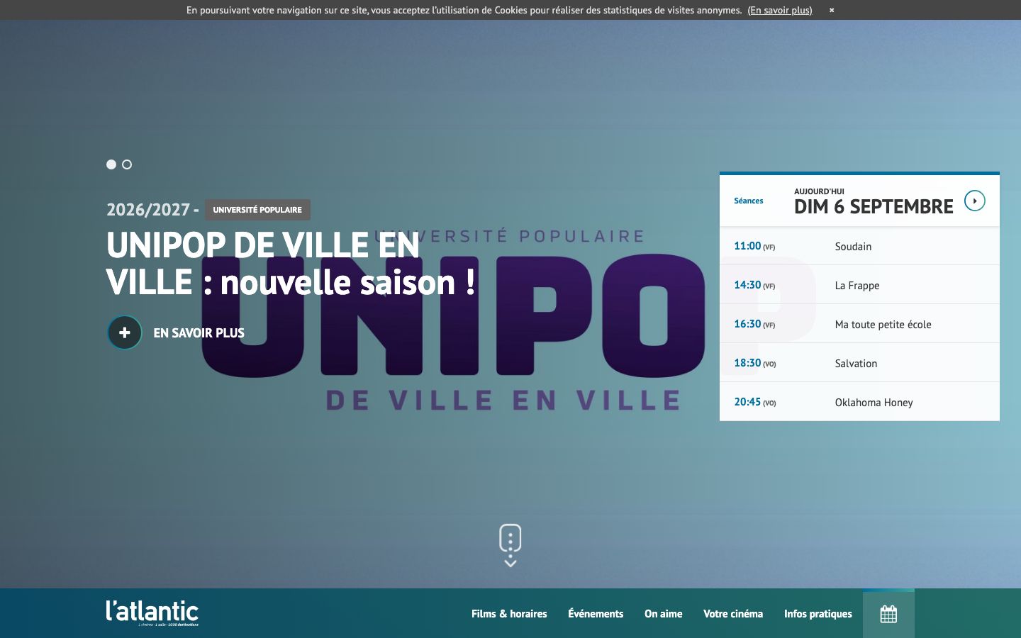 Homepage screenshot of L'Atlantic