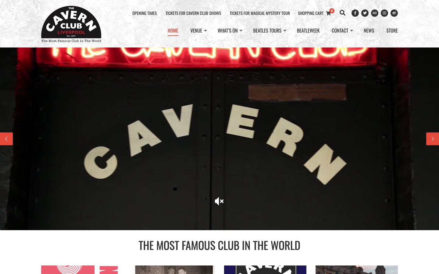 Homepage screenshot of Cavern Club