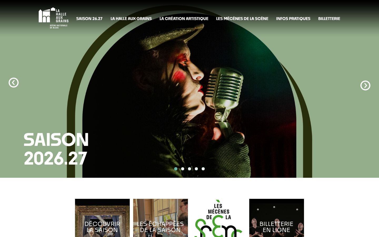 Homepage screenshot of Halle aux grains | Scène nationale de Blois