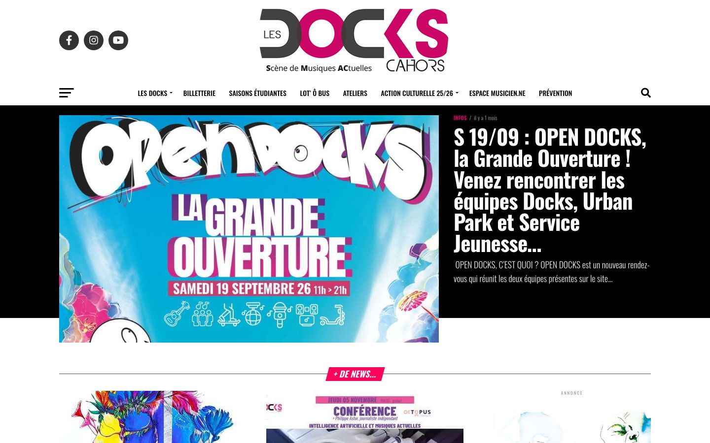 Homepage screenshot of LES DOCKS
