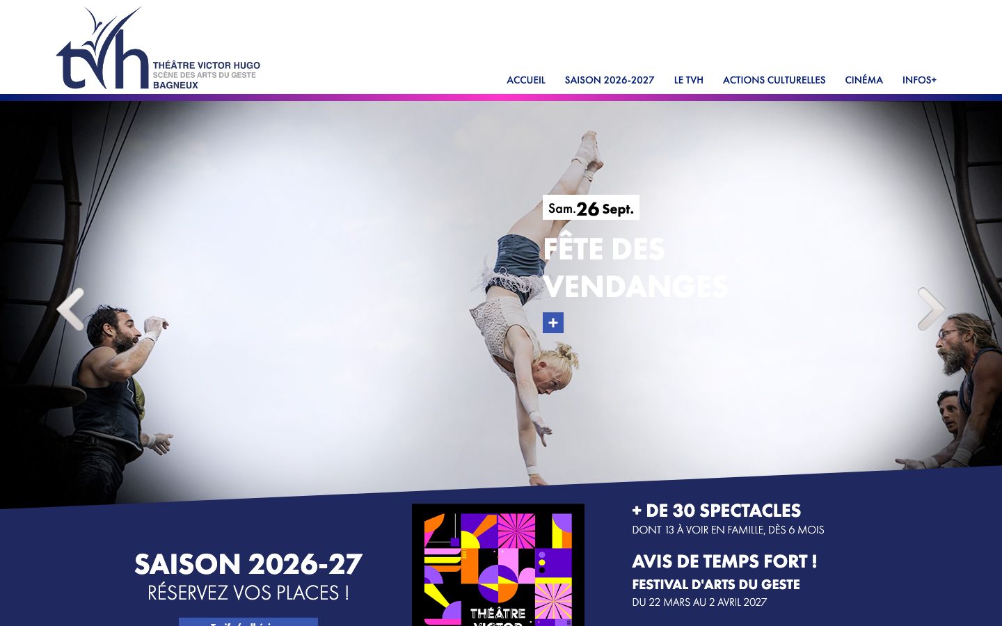 Homepage screenshot of Théâtre Victor Hugo