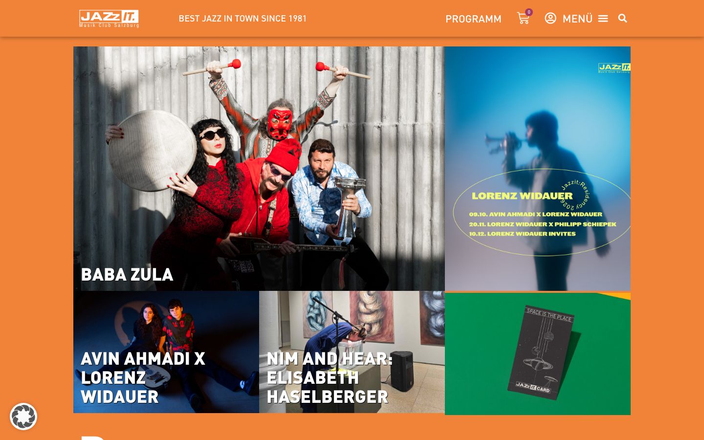 Homepage screenshot of Jazzit Musik Club Salzburg