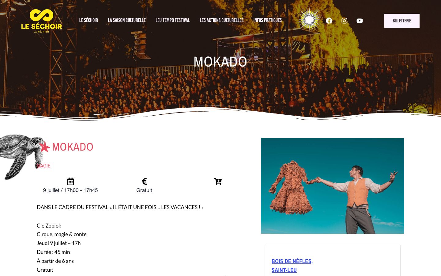 Event detail page screenshot of Association Le Séchoir
