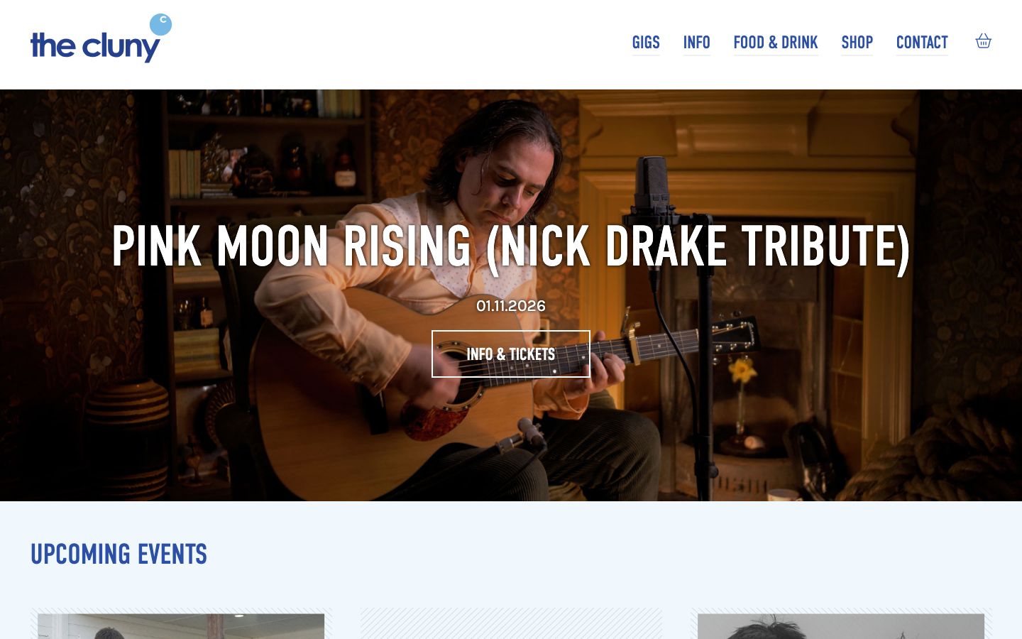 Homepage screenshot of The Cluny