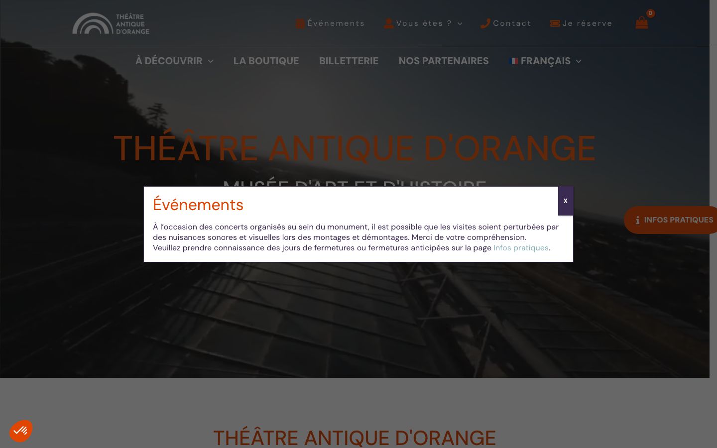 Homepage screenshot of Théatre Antique d'Orange