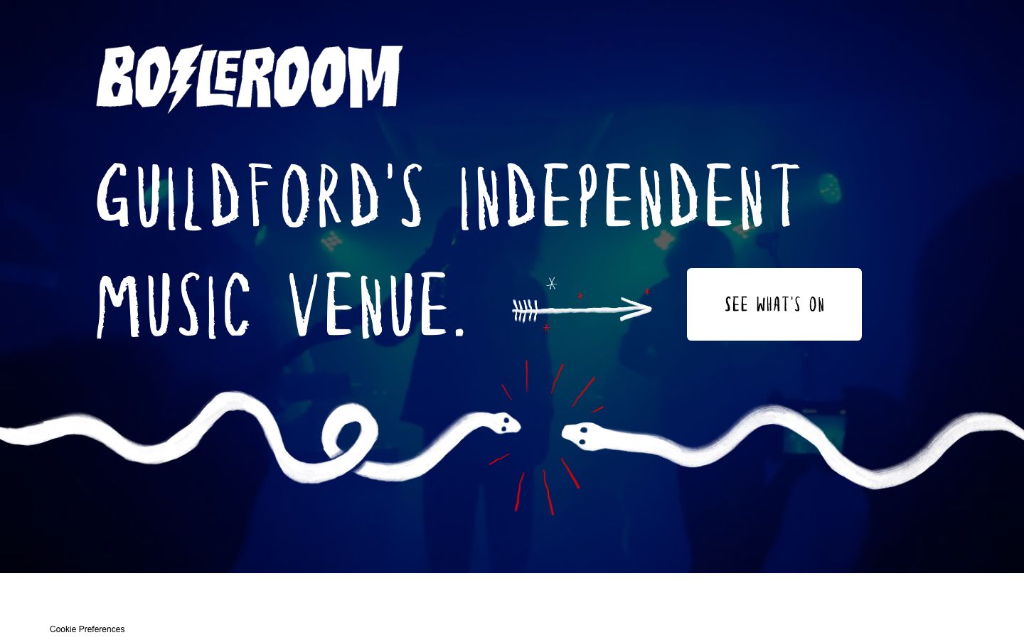 Homepage screenshot of The Boileroom Guildford