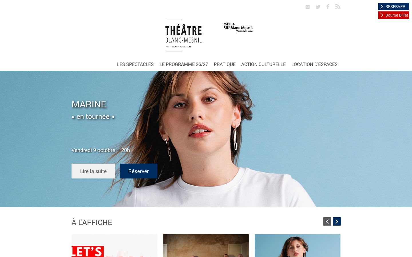 Homepage screenshot of Théâtre du Blanc-Mesnil