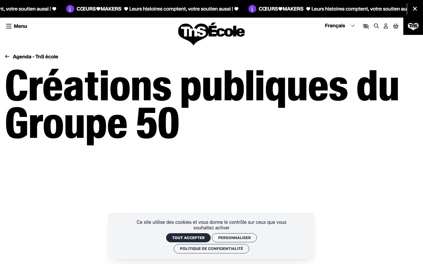 Event detail page screenshot of TnS école