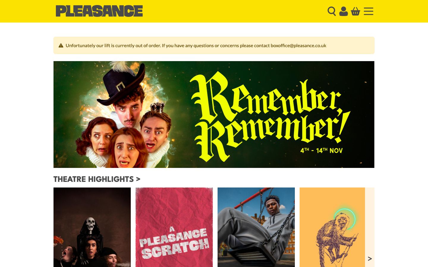 Homepage screenshot of Pleasance