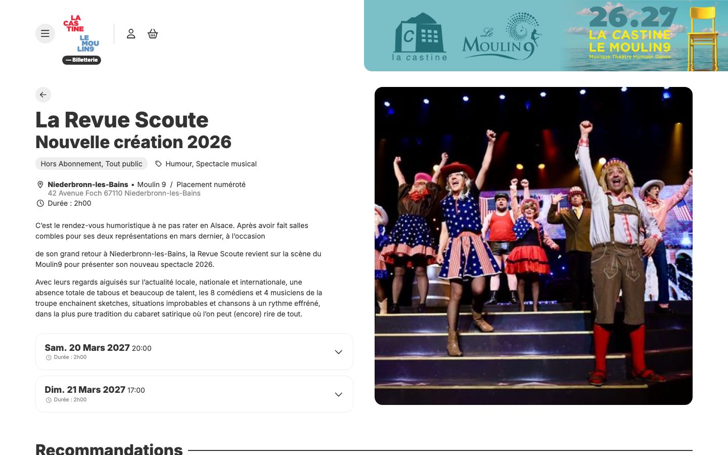 Event detail page screenshot of Le Moulin 9