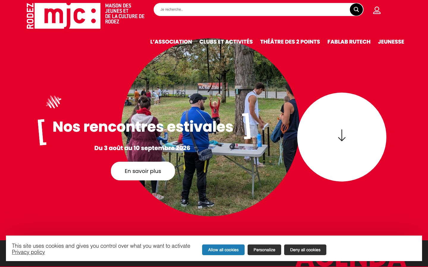 Homepage screenshot of MJC Rodez