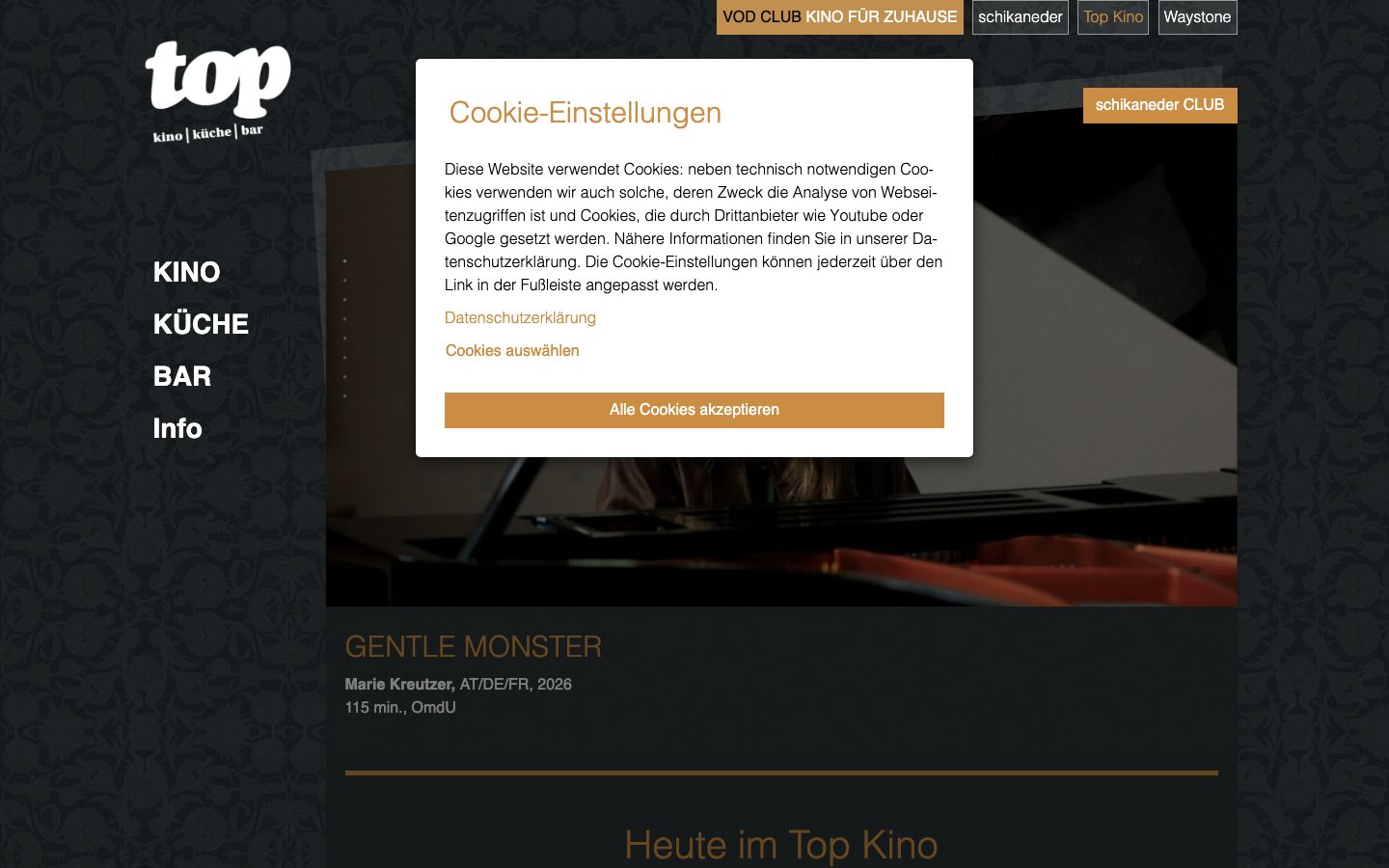 Homepage screenshot of Top Kino
