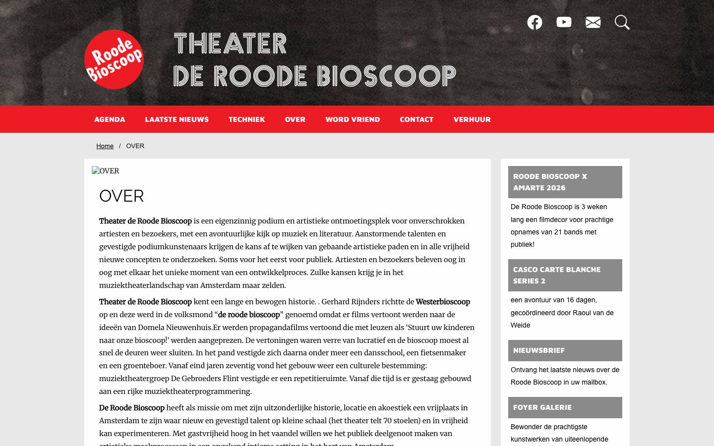 Homepage screenshot of Roode Bioscoop