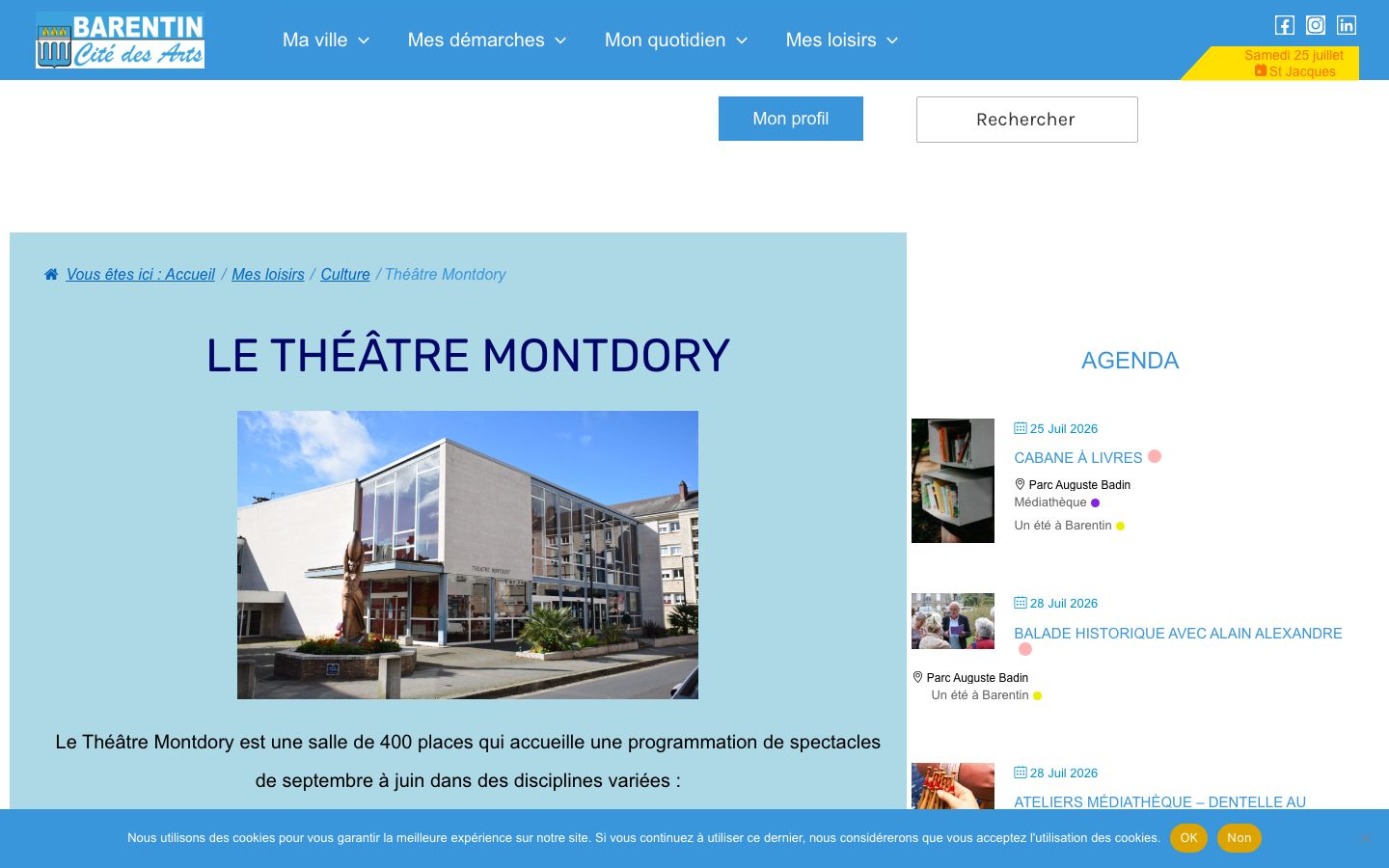 Homepage screenshot of Ville de Barentin