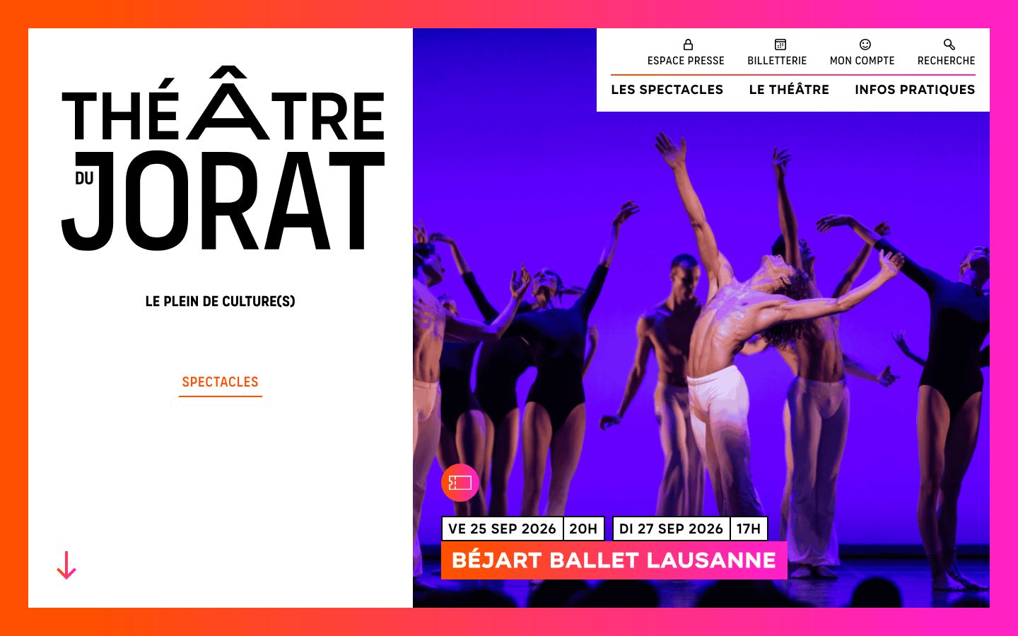 Homepage screenshot of Le Théâtre du Jorat