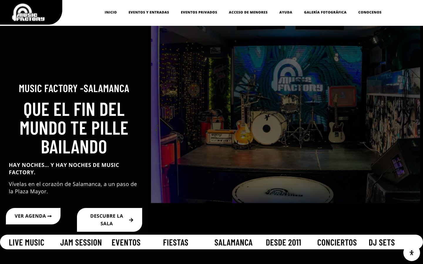 Homepage screenshot of Music Factory Salamanca