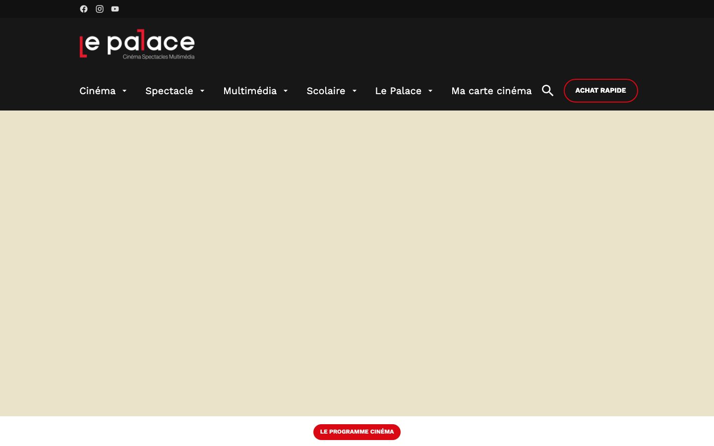 Homepage screenshot of Le Palace
