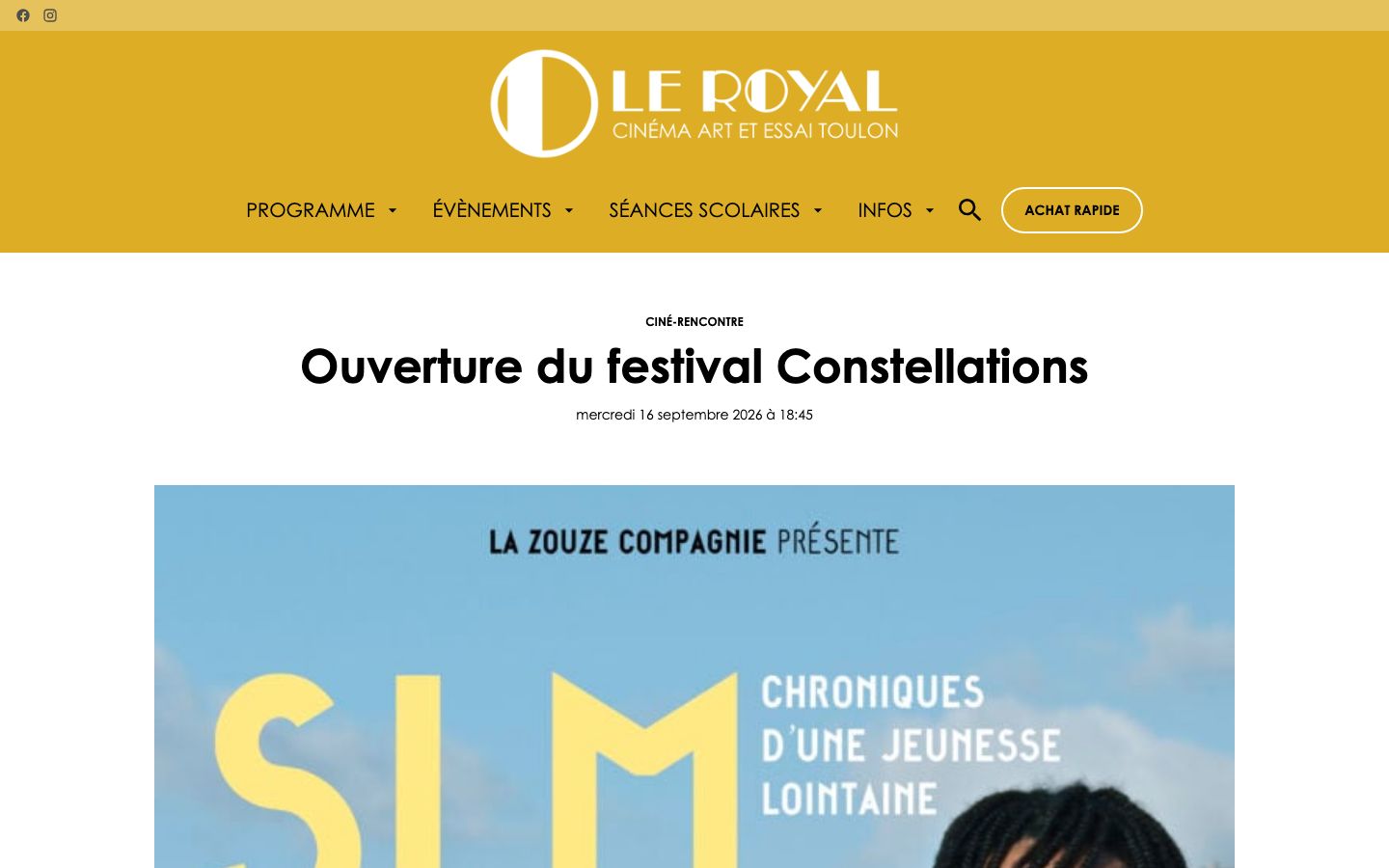 Event detail page screenshot of Le Royal - Toulon