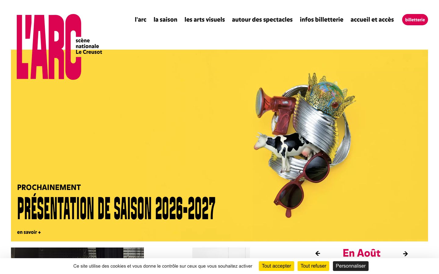 Homepage screenshot of L'arc - scène nationale Le Creusot