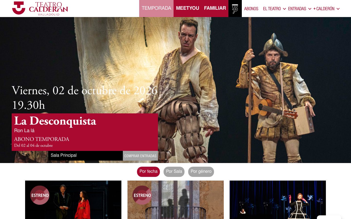 Homepage screenshot of Teatro Calderón
