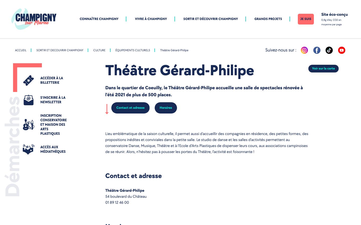 Homepage screenshot of Ville de Champigny-sur-Marne