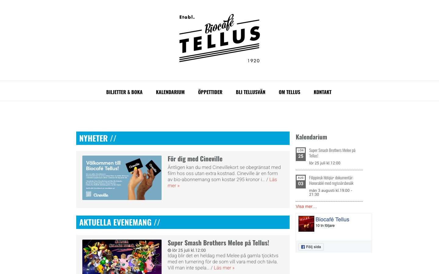 Homepage screenshot of Biocafé Tellus