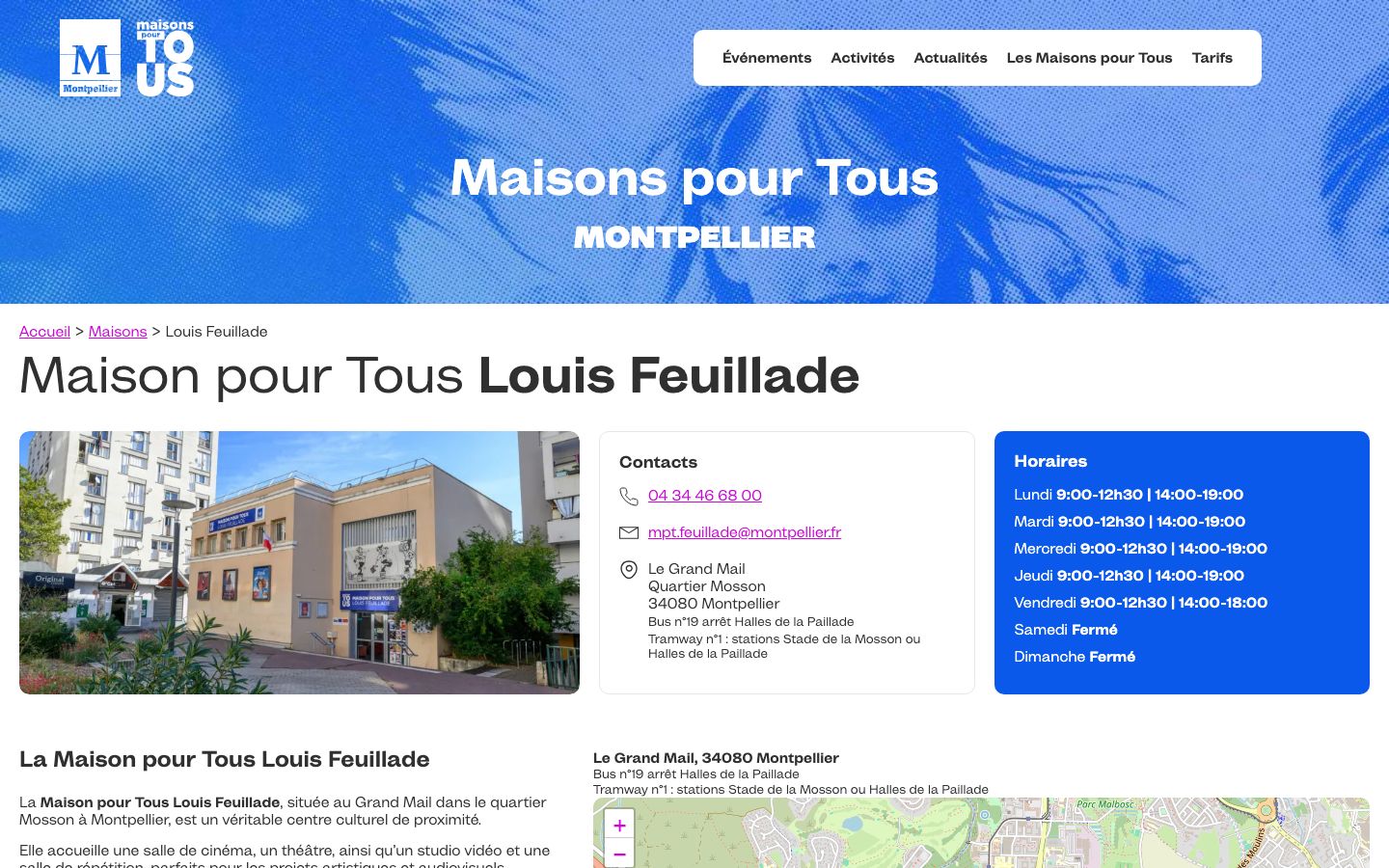 Homepage screenshot of Maison pour Tous Louis Feuillade