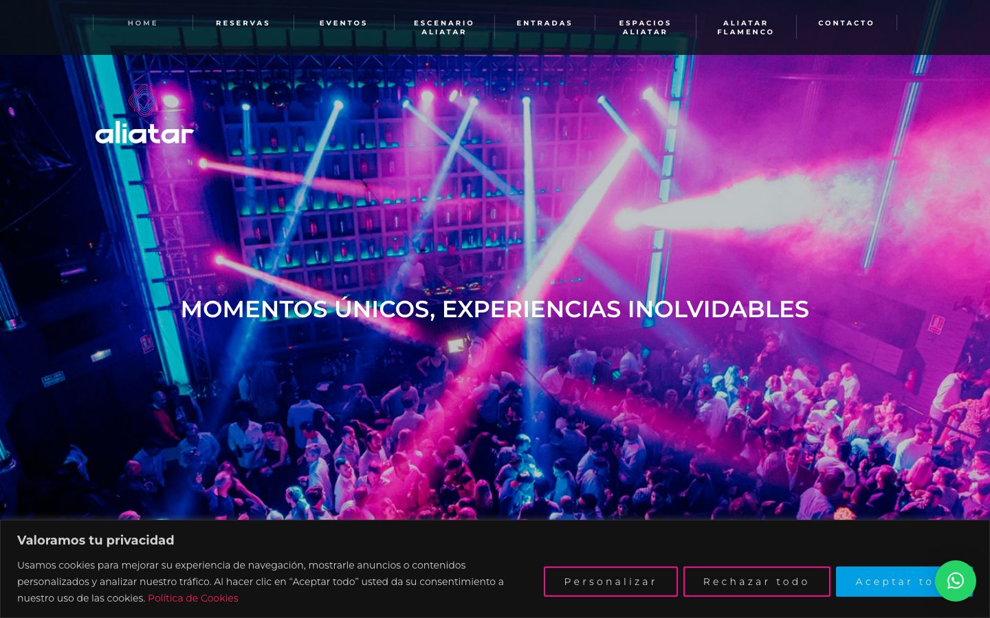 Homepage screenshot of Sala Aliatar