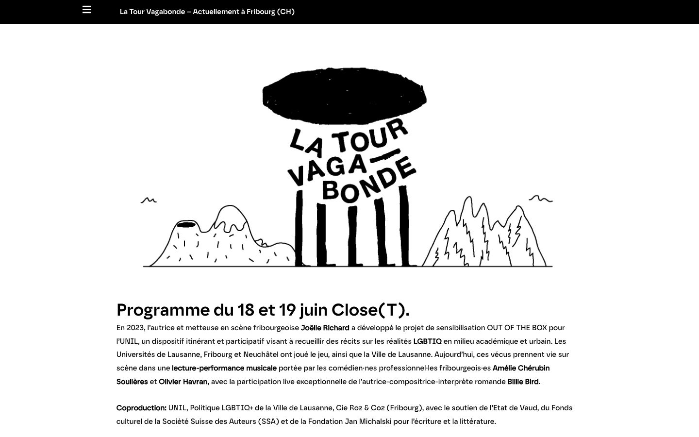 Homepage screenshot of La Tour Vagabonde