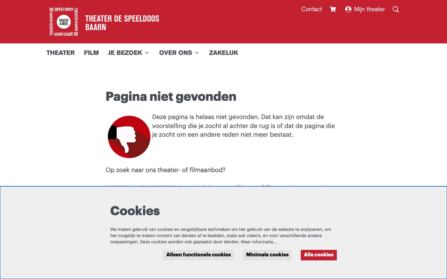 Event detail page screenshot of Theater de Speeldoos Baarn