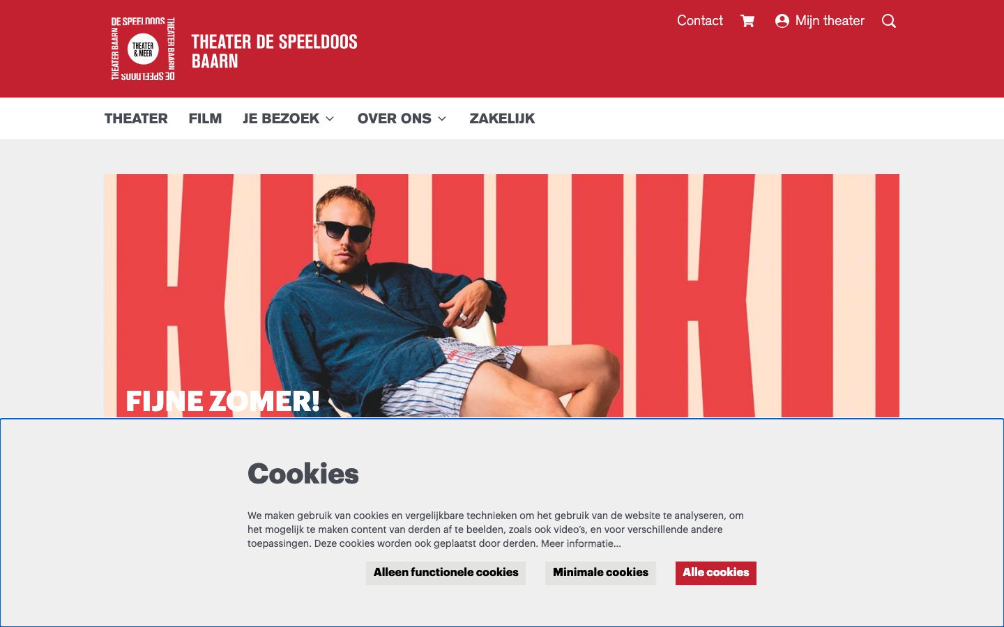 Homepage screenshot of Theater de Speeldoos Baarn