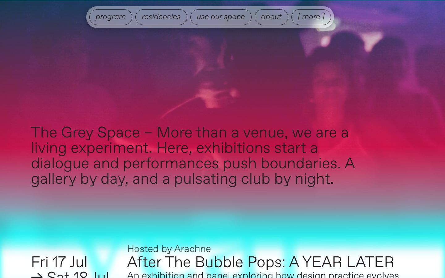 Homepage screenshot of The Grey Space in the Middle
