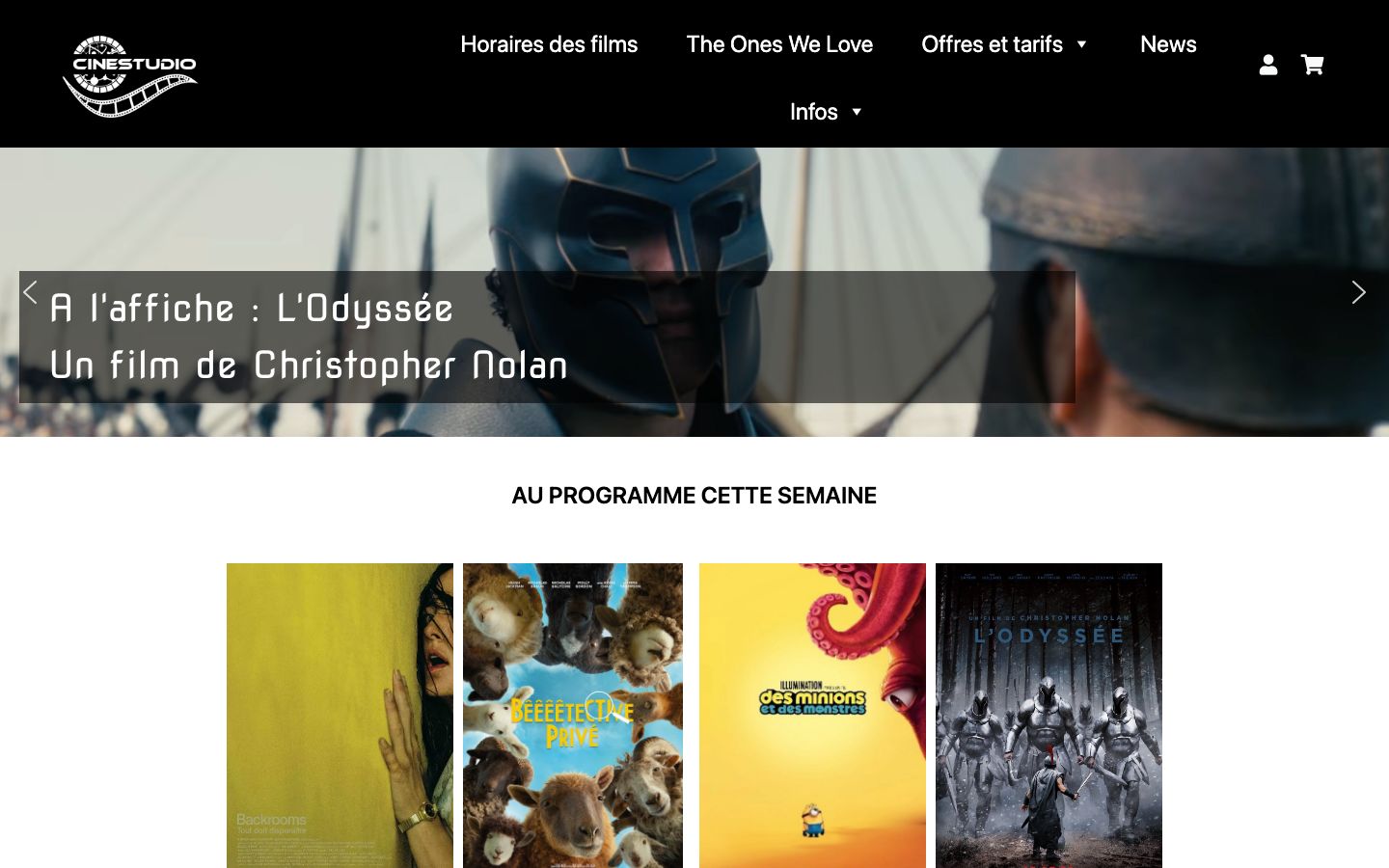 Homepage screenshot of Cinestudio | Cinema
