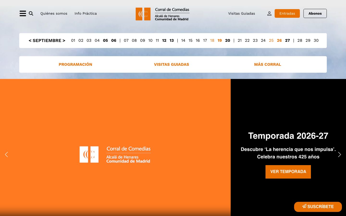 Homepage screenshot of Teatro Corral de Comedias